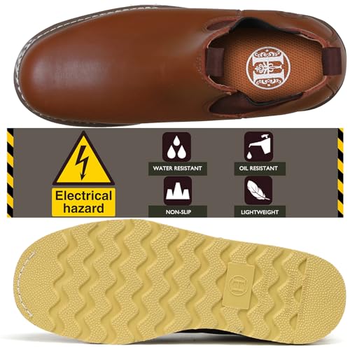 HANDROCK Slip-on Soft Toe Work Boot for Men, SURETRACK Leather Slip Resistant Durable Breathable Work Boot 849854
