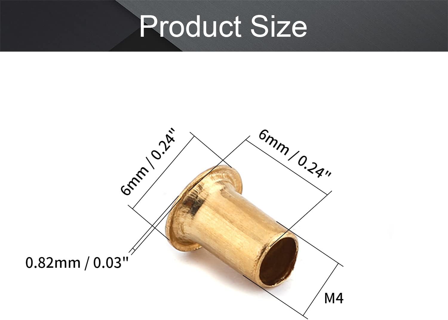 Bettomshin 200Pcs Hollow Rivet 0.24" x 0.16"(Length x Outer Diameter) Through Hole Copper Hollow Rivets Grommets Double-Sided Circuit Board PCB
