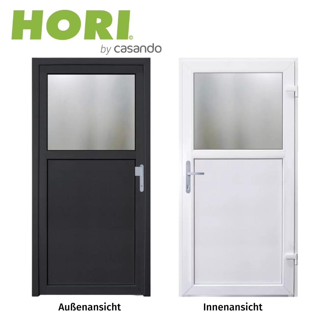 HORI Kellertür Haustür aus Kunststoff Nebeneingangstür Komplettset Hauseingangstür weiß/anthrazit - Farbe: anthrazit (innen weiß) - DIN rechts - Modell: Knauff - 208 x 98 cm
