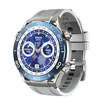 Basike W79 Pro Max, Relógio SmartWatch, NFC Chave de Controle de Acesso, Esportivo Ultimate 47mm, Até 2 Semanas de Bateria, Compatível com iOS e Android, 2025 Novo (Prata e Azul)