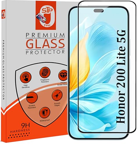 Image of STP FEEL HD+ Premium Tempered Glass Screen Protector Guard Compatible For Honor 200 lite 5G (6.7 Inch, Pack of 1) | Edge to Edge Coverage With Easy to installation kit for Smartphone