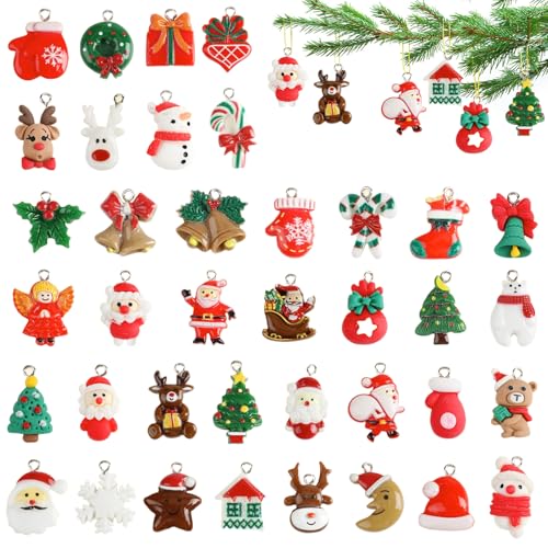 Mini Weihnachtsschmuck, 37 Stück Mini Weihnachten Anhänger, Miniatur...
