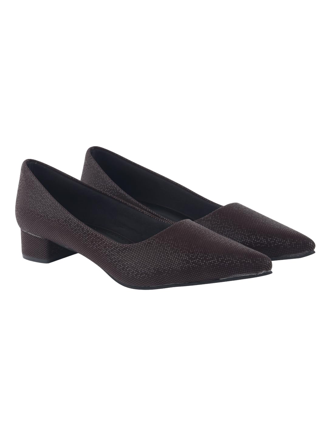 Women's Low Block Heel Pumps – Elegant Pointed Toe Slip-On Dress in Textured Finish – Comfortable Office & Formal Footwear-image-2
