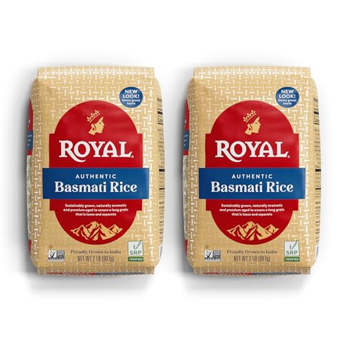 Royal - Naturally Aged Authentic Long Grain Indian White Basmati Rice, 2 Lb (Pack Of 2)