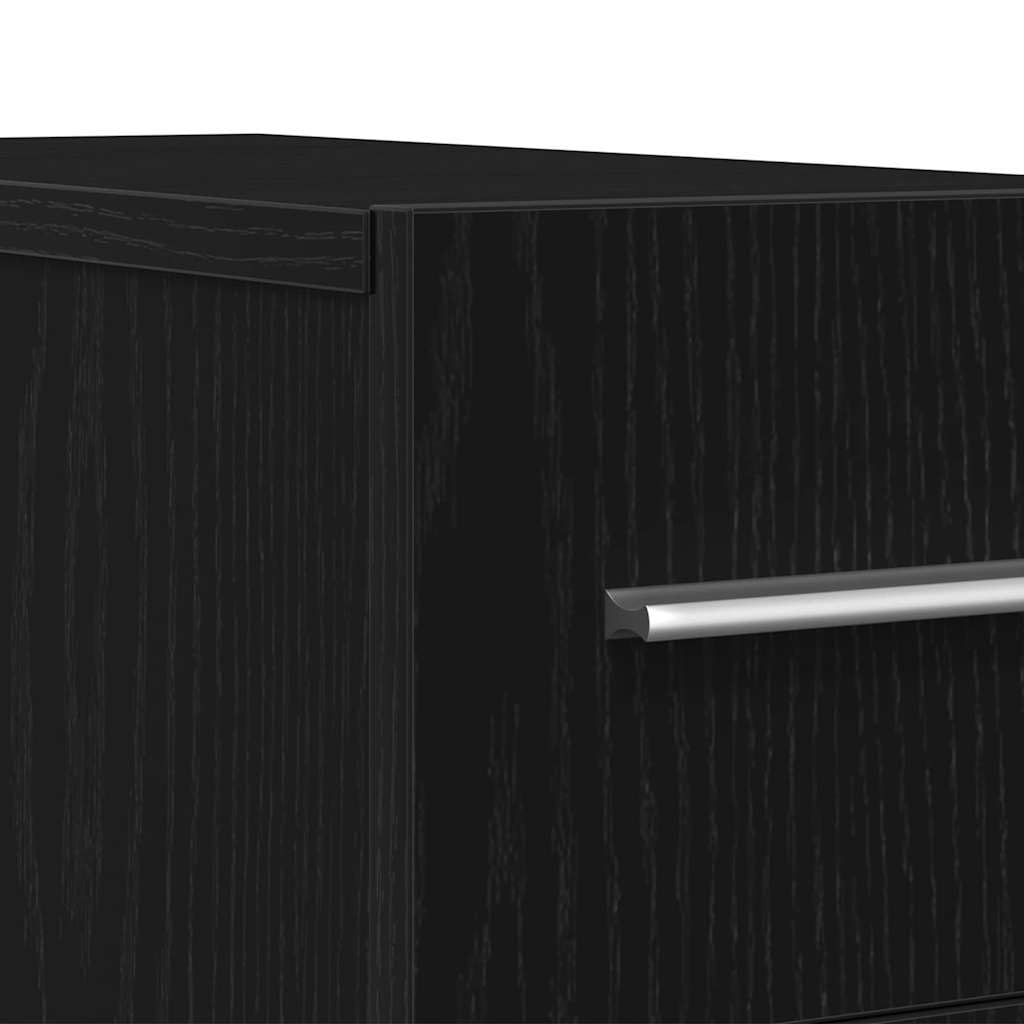 Armadietto da farmacista nero effetto rovere, credenza sottile con 3 cassetti, 20 x 45,5 x 60 cm, cassettiera moderna in legno per soggiorno, sala da pranzo e corridoio
