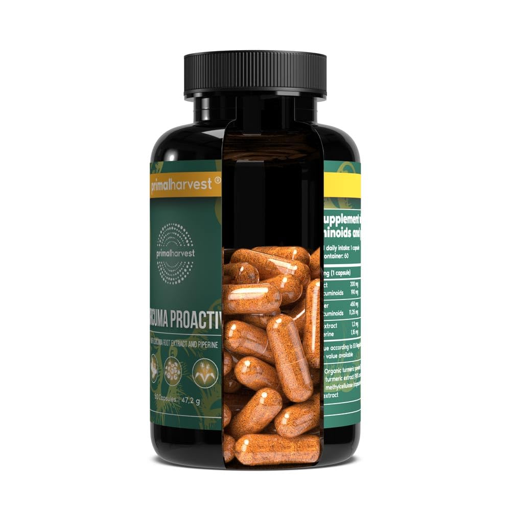 Cúrcuma Complex de Primal Harvest: suplemento vegano con 450 mg de extracto de cúrcuma y pimienta negra. Para hombres y mujeres. Contiene 60 cápsulas. (2 Pack (60 Count))