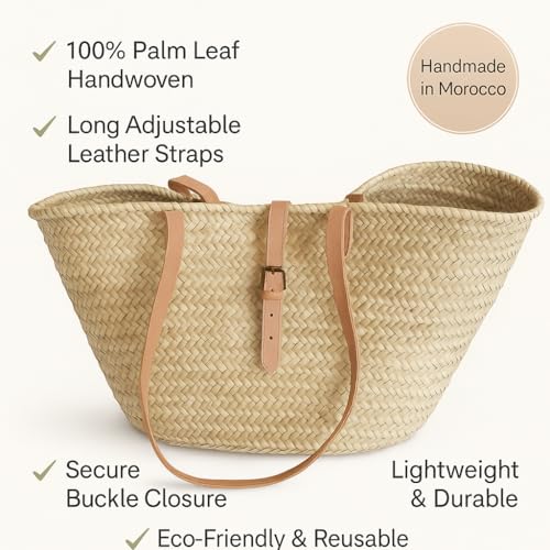 Bolso de paja francés con asas de cuero, bolso bandolera de verano para mujer, cesta artesanal para mercado miniatura 5