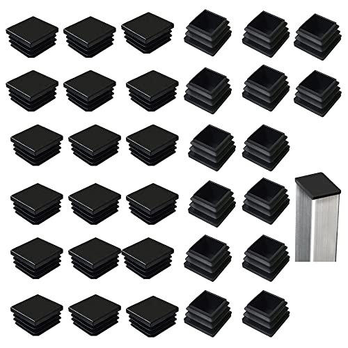 Tapones para Tubos Cuadrados 32 Piezas 30x30mm Tapones de Plástico Cuadrados Negro Tapones de Láminas para Tubos Cuadrados Tubo Cuadrado Tapón Plastico para Sillas Sofás, Mesas y...