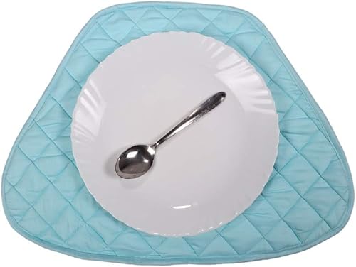 Miniatura 2 de Home covers Juego de 7 manteles individuales acolchados para mesa redonda de comedor y tapete central de calidad prémium (azul aguamarina)