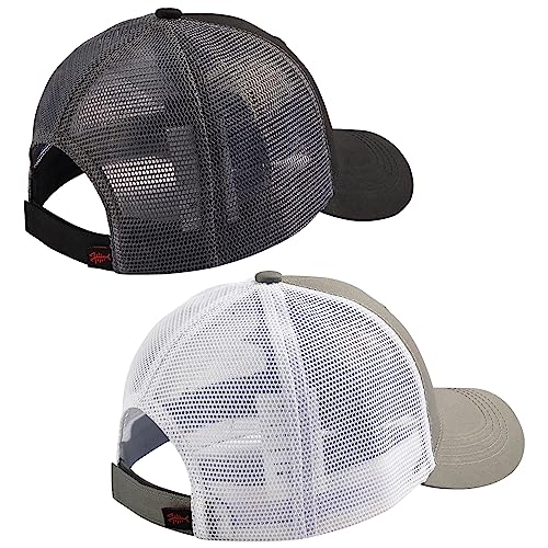 Image of BASSDASH 2 Pack Altimate Fishing Hunting Hat Mesh Back for Men Women Adjustable Baseball Trucker Cap Camo Blaze Orange