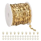 Rouleau de chaîne pratique : la chaîne en vrac plaquée or roule dans une bobine pour éviter les nœuds, la longue chaîne de bijoux peut être coupée à la longueur souhaitée avec un emporte-pièce. Lorsque vous ne vous en servez pas, il suffit de la rouler sur la bobine, facile et pratique.