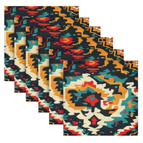 Servilletas de tela satinadas con patrón tribal set de 6 miniatura 6