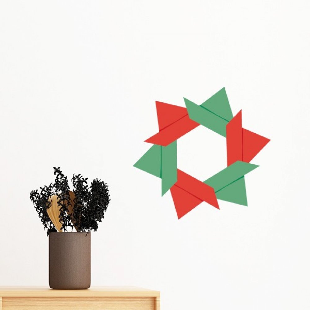 Sticker mural fleur origami motif abstrait amovible pour decoration de chambre 30cm