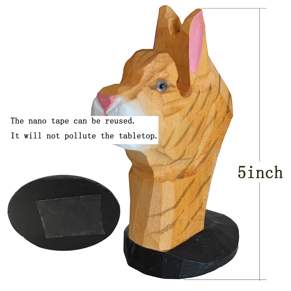 TXXMA Wood Eyeglass Stand Handmade Carved Spectacle Holder Sunglass Holder Stand Ginger Cat Glasses Display
