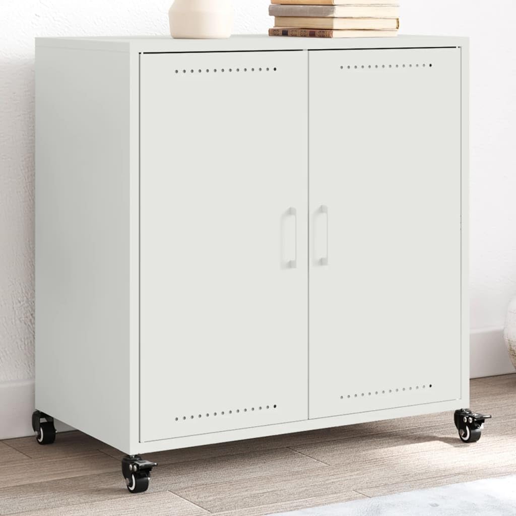vidaXL Buffet, Armoire avec Porte, Placard avec Rangement, Organisateur de Salle de Séjour Salon Maison Intérieur, Blanc 68x39x72 cm Acier