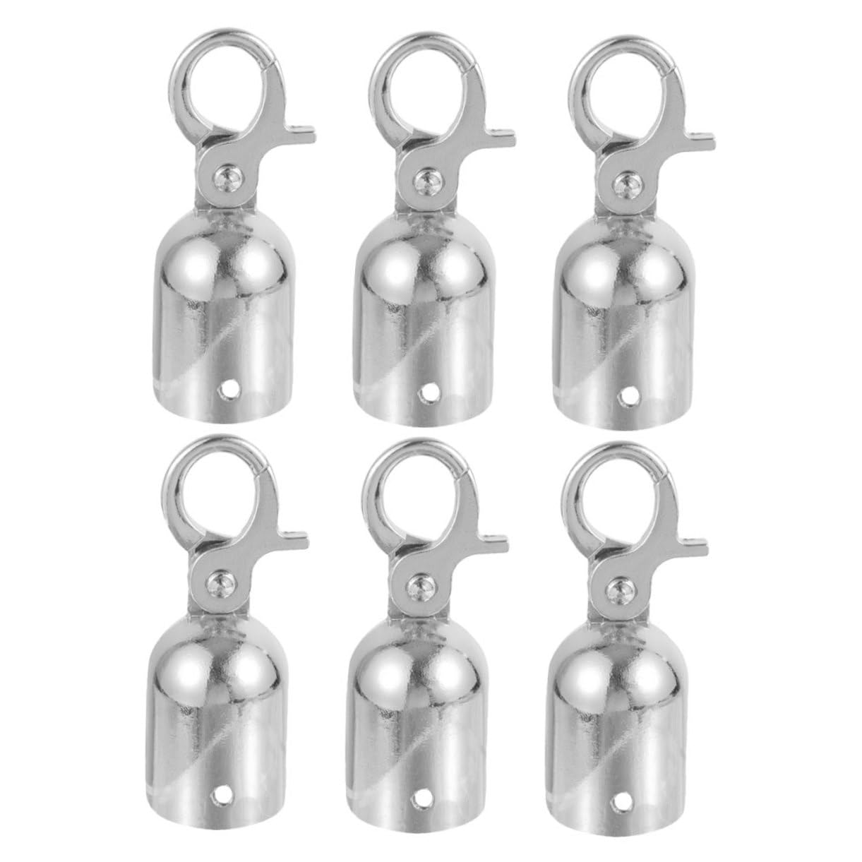 Uonlytech 3sets Concierge Post Hook Rope End Cap with Hook Velvet Ropes End Cap Rope Stopper End Balls Rope Hook Stanchion Post End Cap Stopper Cord Rope Ends Cord Hook Silver Zinc 6pcs*3