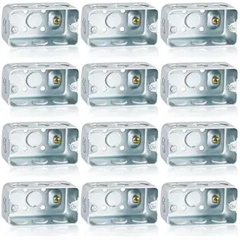 Copkim 12 Pcs Electrical Box Junction Box Galvanized Steel Metal Electrical Box, Ten 1/2'' and Six 3/4'' Knockouts, Drawn Construction, Silver(4 x 2 Inch)