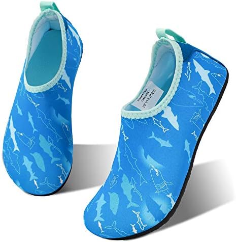 HIITAVE Boys Swim Water Shoes Non-Slip Quick Dry Barefoot Beach Aqua Pool Socks for Girls Kids Toddler Light Blue/Shark 11-11.5 M US Little Kid