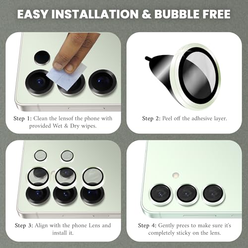 Image of FIRST MART Jude Green Camera Ring Guard Protector for Samsung Galaxy S25 Ultra | Tempered Glass with Metal Alloy Rings, HD Clear, Scratch Resistant, Case-Friendly | Pack of 1