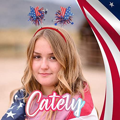 4Th Of July Headbands Independence Day Hair Bands Satr Shape Head Boppers With Shiny Glitter Design Patriotic Hair Band Holiday Party Gift Independence Day Hair Accessories For Cosplay Party Dress Up #TOP6