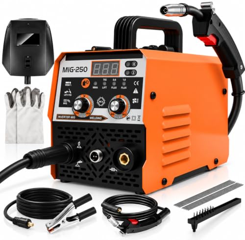 Image of 145A MIG Stick Welder,3-in-1 Multiprocess FLUX Core MIG/Lift TIG/Stick Welding Machine- Portable IGBT Synergic Control -LED Display with Welding Helmets and Gloves for Metal Repair & DIY Projects
