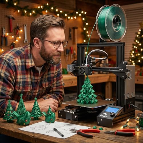Image of PLA Filament 1.75mm Christmas Green 1KG, Clog-Free 3D Printer Filament Dimensional Accuracy + /- 0.02mm, 1kg Spool(2.2lbs) 3D Printing Filament Fits for Most FDM 3D Printers