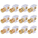 GearIT Banana Plug Keystone Jack Insert for Speaker, Binding Post Insert, Speaker Patch Panel, Audio Jack Wall Plate with Black & Red Rings, Screw Type Audio Speaker Keystone, 6 Pairs