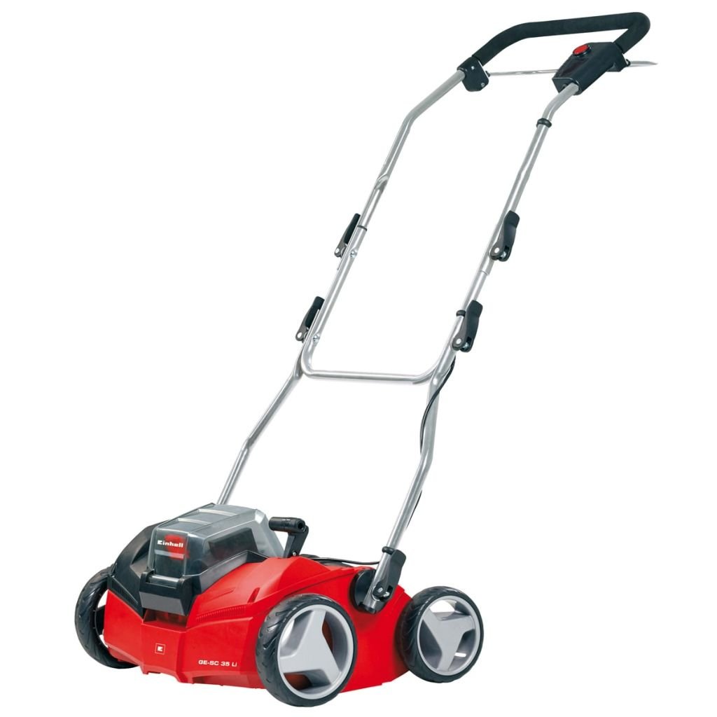 Einhell Scarificateur sans fil sur batterie GE-SC 35 Li Solo - Power X-Change (36 V, Moteur Brushless, Surface conseillée 400 m²) avec Twincharger et 2 Batteries 3,0Ah