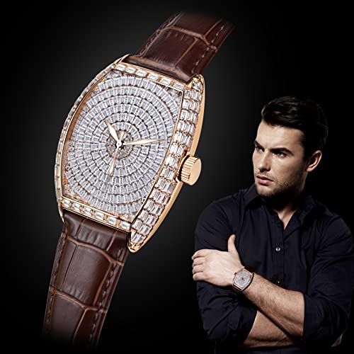 Diamond Mechanical Watch, Stainless Steel Original Japanese Movement Waterproof Automatic Winding Men's Wrist Watch2