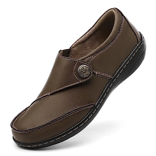 TERRIKAT Women's Classic Casual Leather Loafers Cute Moc Toe Slip On Comfort Walking Flats Lightweight Work Shoes