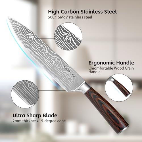 LIN ZHI REN Kitchen Knife Set, High Carbon Stainless Steel Kitchen Knives, 3 Piece Chef Knives Sets with Ergonomic Handle, Cooking Knives Come with Wooden Box - Image 5