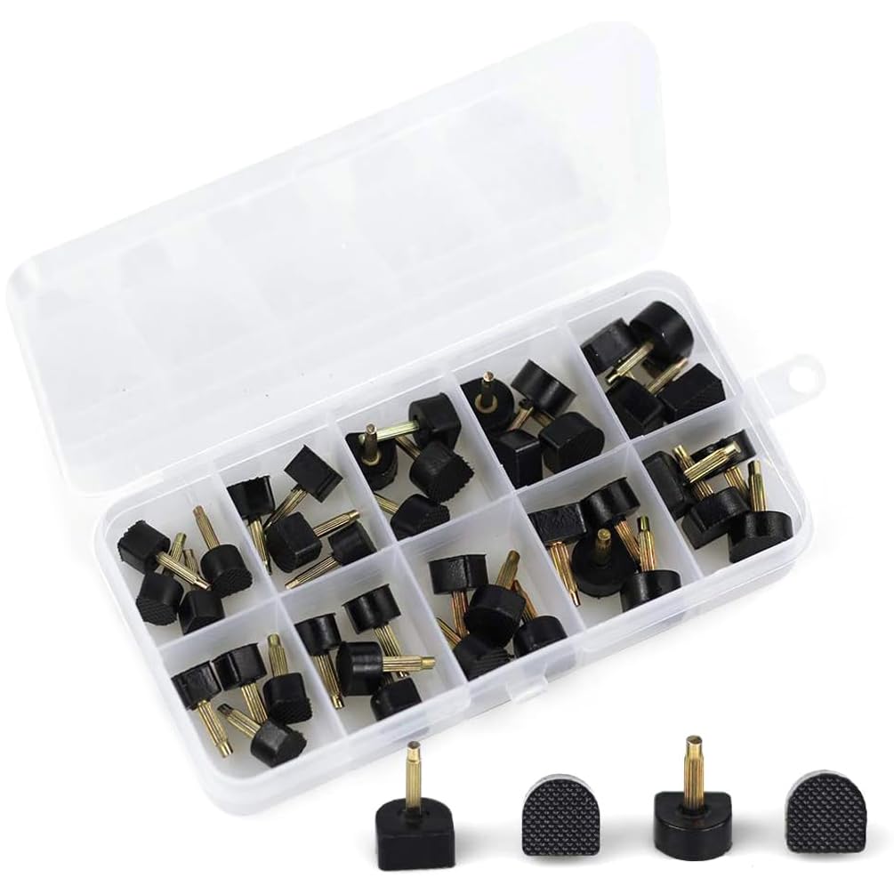 High Heel Tips Replacement kit, Black Taps Caps Replacement Repair, U-Shape Dowels 20 Pairs Nail Pin 2.4mm 3.0mm with Size 8 * 8mm 9 * 9mm 10 * 10mm 11 * 11mm 12 * 12mm