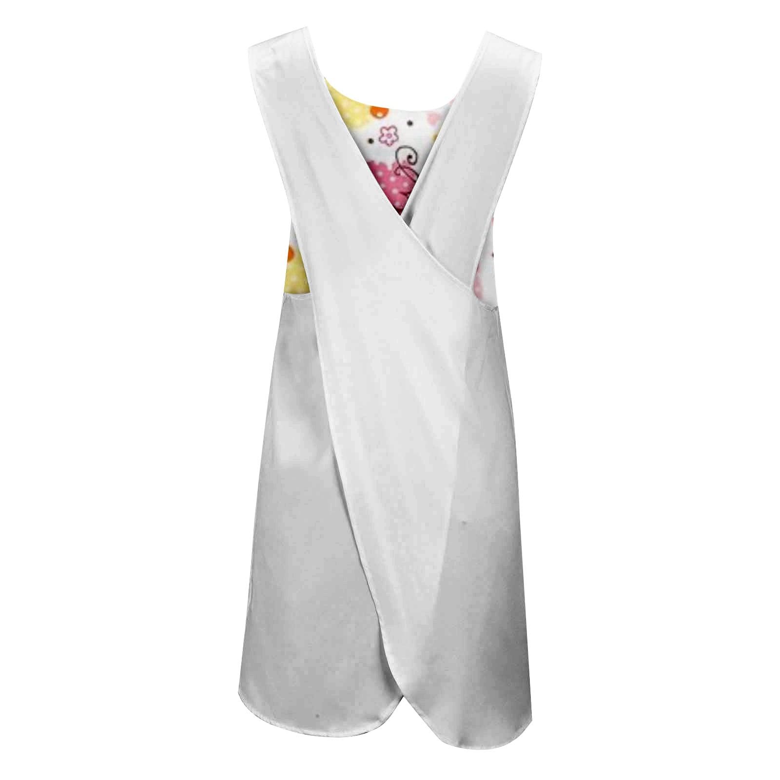 Grembiule da donna con scollo rotondo, senza maniche, tinta unita, lunghezza al ginocchio, con tasche sul retro, per fioristi, bar, parrucchieri, studi di ceramica