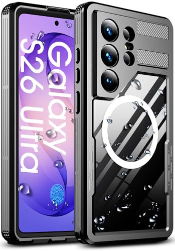 for Samsung Galaxy S26 Ultra Case [Built-in Screen Protector] [IP68 Waterproof Dustproof] [Compatible with MagSafe] Rugged Full Body Underwater Protective Cover for Galaxy S26 Ultra 5G - Black