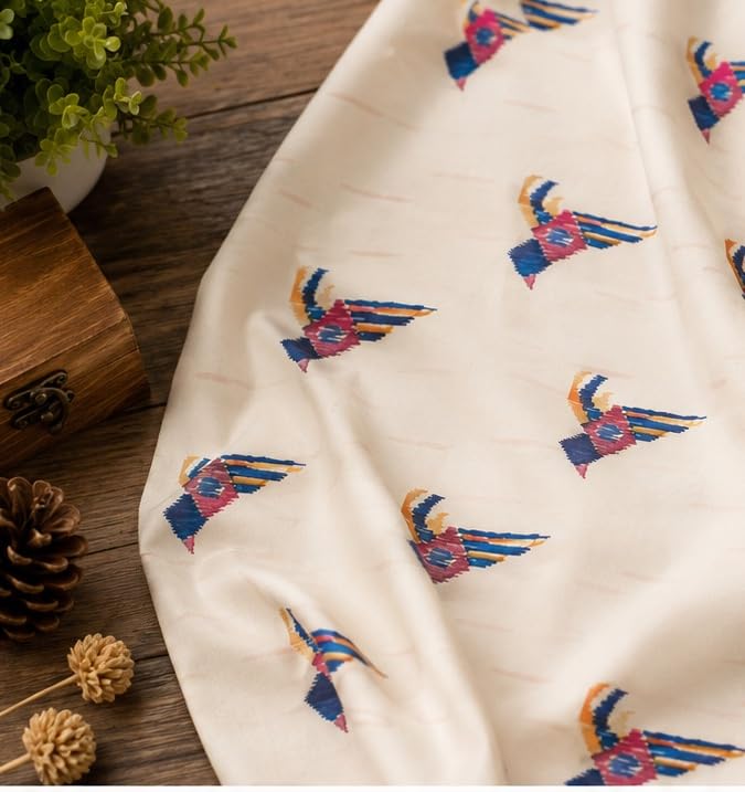 NK Textiles Ikat Motifs Butta with Texture Effect Print Pure Cotton Unstitched Fabric for Kurti, Gowns, Palazzo etc, 2 Meters, 2.5 Meters, 3 Meters, 5 Meters, Premium Dress Making Material (4 DESIGNS)-image-8
