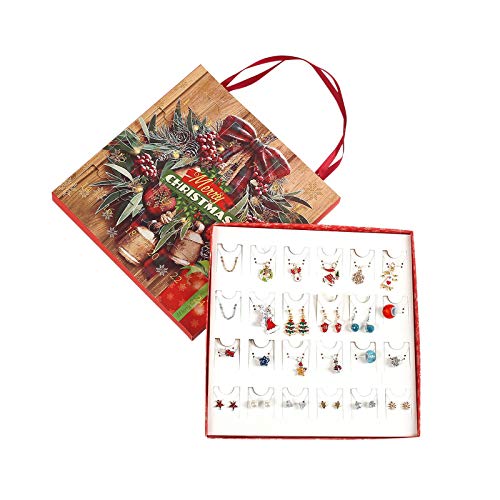Colliers et pendentifs pour femmes Calendrier de l'Avent de Noël Boîte à cadeaux Collier à faire soi-même Bracelet avec 24 ensemble de breloques Cover