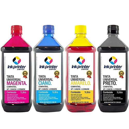 Tinta InkPrinter Universal para Recarga de Cartucho HP, Lexmark, Canon, Brother (4 litros)