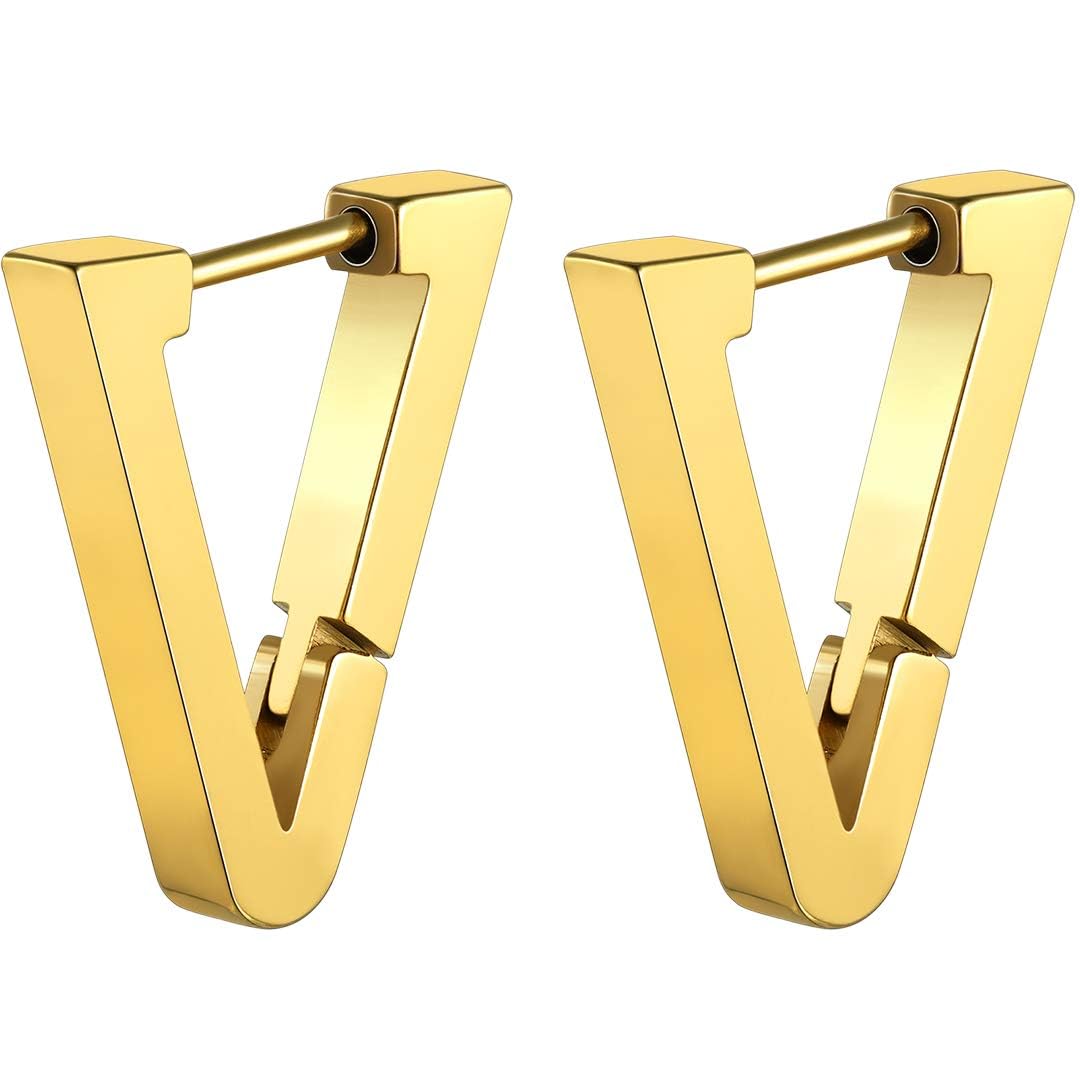 ChainsHouse 316L Stainless Steel Hoop Earrings, Punk Statement Hypoallergenic Surgical Huggie Hoop Earrings For Men Women Gilrs Boys, Send Gift Box