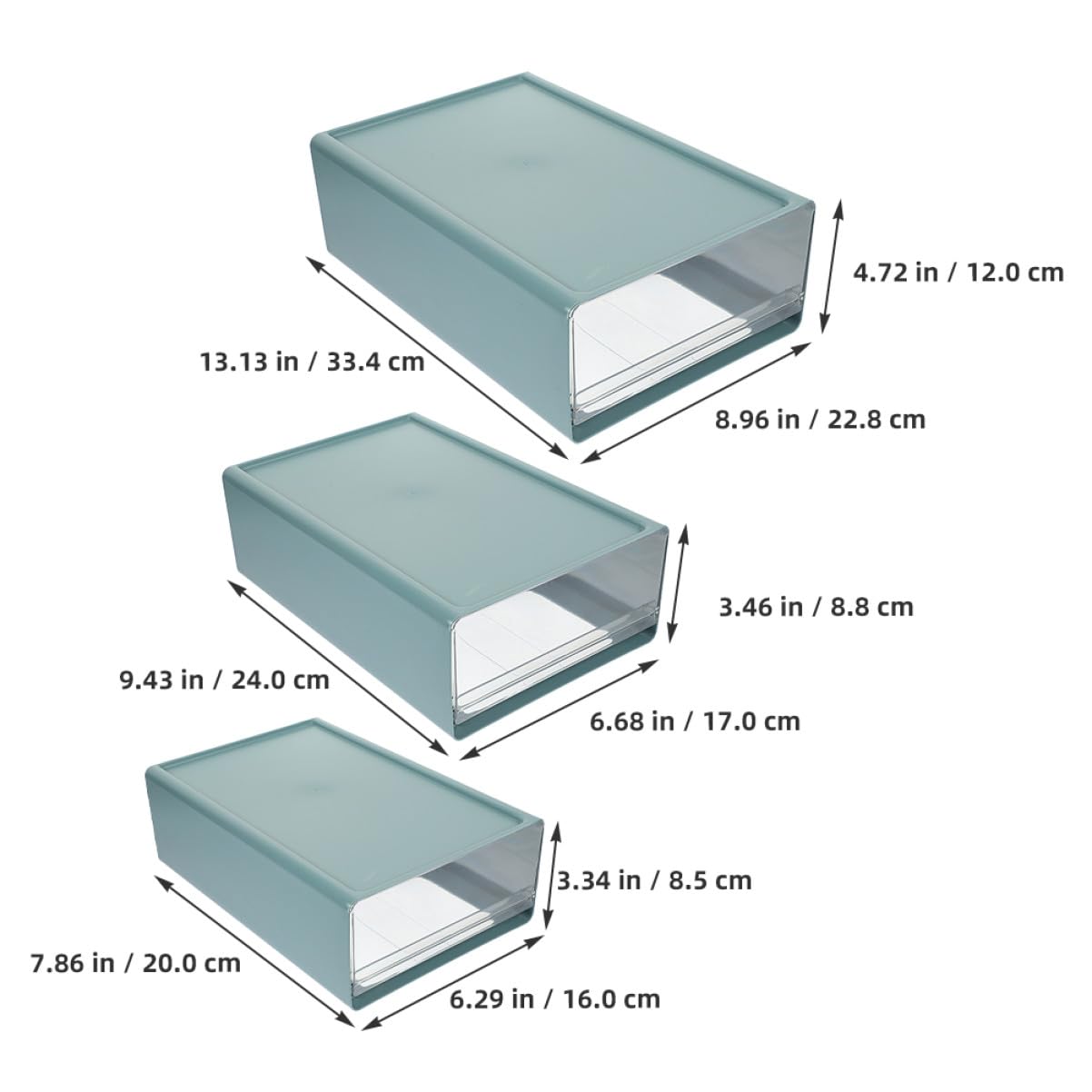 SHINEOFI Organizer da Scrivania a Cassetti 3 Pezzi Blu Hips Pet | Moduli Scomparti Regolabili, Struttura Robusta, per Vanity e Ottimizzazione dello Spazio