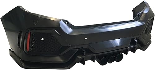 Miniatura 4 de IKON MOTORSPORTS Parachoques + Rejilla Lip+ compatible con Honda Civic, TR Black PP Injection & ABS 10ª generación de protección de capó Kit de