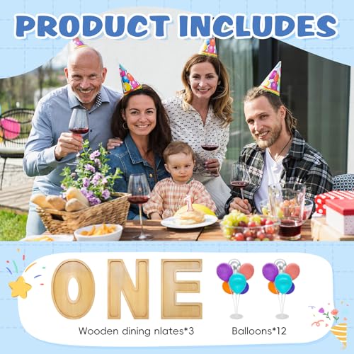 Image of 3PCS One Charcuterie Board Letters-(With 14 Balloons) Fillable Letter Food Serving Tray for Party Desserts Container Fruit Platter,Suitable for first birthdays, one-year anniversaries