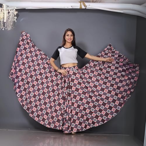 Image of JYESHTA Women's American Crepe Flared A Line Stitched Long Skirt with 12 Mtr Flare 40 in Height | Skirts for Women Long Length | Long Skirts for Girls