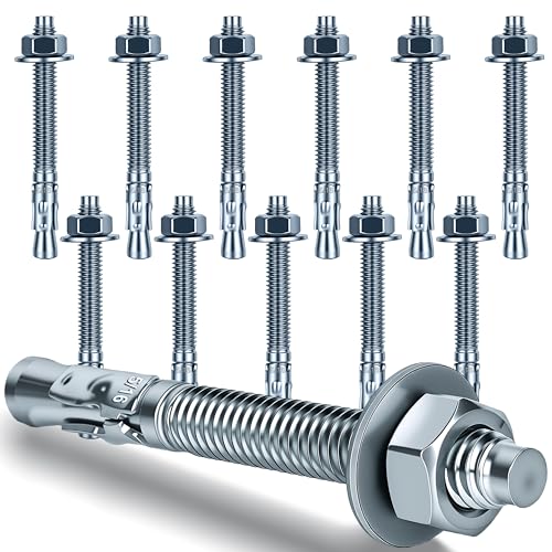 5/16 x 3 inch Wedge Anchors, 12 pcs Concrete Screw and Anchor Kit...