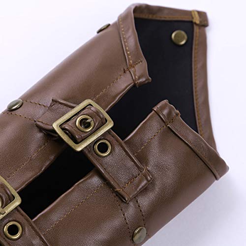 Iefiel Steampunk Costume Shoulder Armors Metal Rivets Pu Leather Retro Armlet Armband Armor Shrug Brown One Size #TOP6