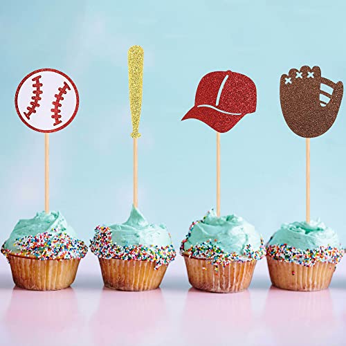 Secreden 24Pcs Baseball Cupcake Toppers Glitter Baseball Cupcake Picks Baby Shower Kids Birthday Party Sport Theme Cake Decorations Supplies #TOP2