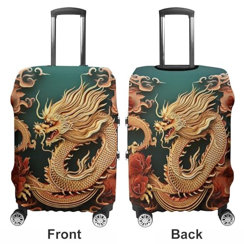 Luggage Covers Anti-Scratch Suitcase Cover Dragon Chinese Background Washable Elastic Suitcase Protector Travel Luggage Protector Covers Carry On Luggages Cover L (26-28 inches)3