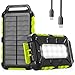 WOWMVP Solar Powerbank 10000mAh, PD15W Tragbare Solar Ladegerät USB C Externer Akku Outdoor Wasserdichtes mit LED-Licht und 3 Ausgängen für Smartphones Tablets Camping (10000 Grün)