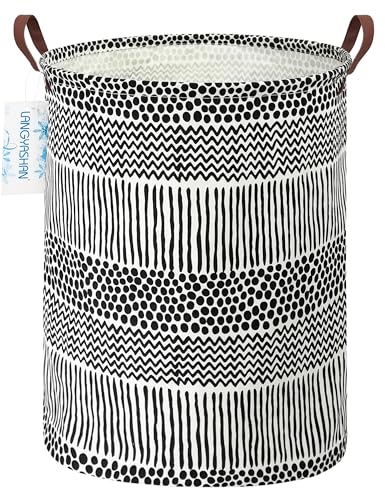 Image of Laundry Basket Canvas Fabric Collapsible Organizer Basket for Storage Bin Toy Bins Gift Baskets Bedroom Clothes Children Nursery Hamper (Black line)