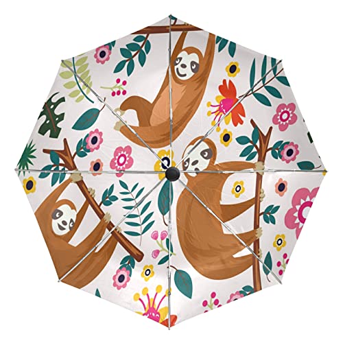Parapluie pliant coupe-vent imprimé paresseux pour la plage et les voyages