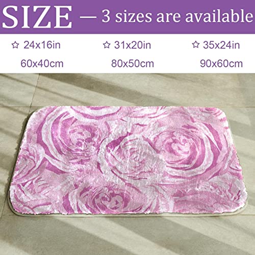 Tapis à poils longs en fausse fourrure rose aquarelle motif roses